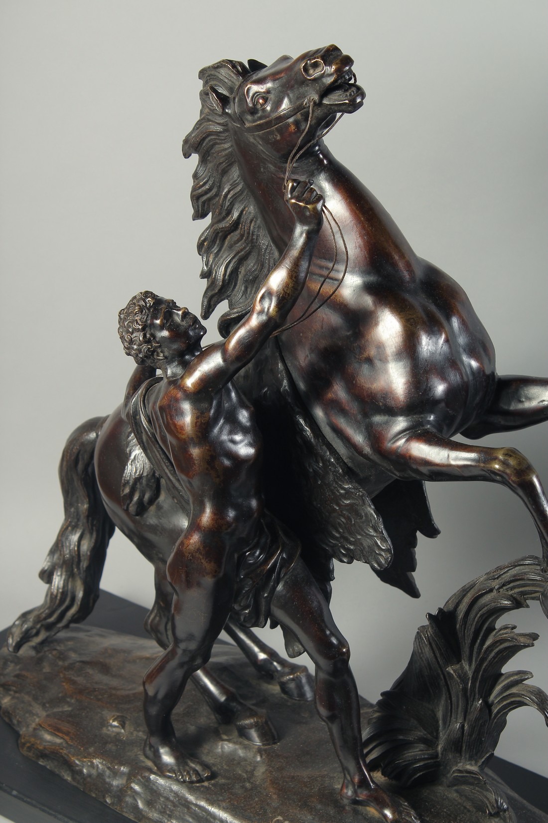 AFTER GUILLAUME COUSTOU. A SUPERB LARGE PAIR OF BRONZE CHEVAL DE MARLEY. Signed. 1ft 9ins high, - Image 2 of 5