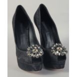 A PAIR OF DOLCE AND GABBANA HIGH HEEL SHOES with crystals. Size 36.5.