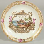 A MEISSEN AUGUSTUS REX SAUCER. 5.5ins diameter.