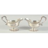 A SUPERB PAIR OF GEORGE III SILVER SAUCEBOATS by JOHN DENZILOE, London, 1779. 7.5ins. Weight: 28ozs.