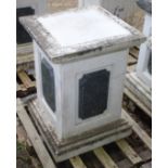 A PAIR OF ITALIAN MARBLE STANDS on square bases. 2ft 7ins high.