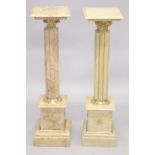 A GOOD PAIR OF MARBLE CLUSTER COLUMN PEDESTALS. 3ft 4ins high.