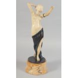 JOSEPH HEINRICH (1883 - 1945) AUSTRIAN. A GOOD BRONZE AND ONYX SEMI NUDE WOMAN. Signed, 12ins high