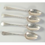 A SET OF THREE GEORGE III NEWCASTLE SILVER TABLESPOONS. 1778, Maker: Langlands & Robertson and a