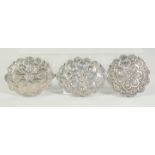 THREE OVAL SILVER CLAD OTTOMAN MIRRORS.