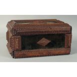 A TAMPART VELVET LINED WOODEN BOX. 10ins long.