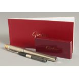 A GOOD CARTIER PEN 18CT GOLD NIB, BOXED with refills and papers and white outer box.