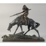 EDOUARD DROUOT (1859 - 1945). CAVELIER INDIAN ON HORSEBACK, LOOKING FOR BUFFALO. Signed, E.Drouot,