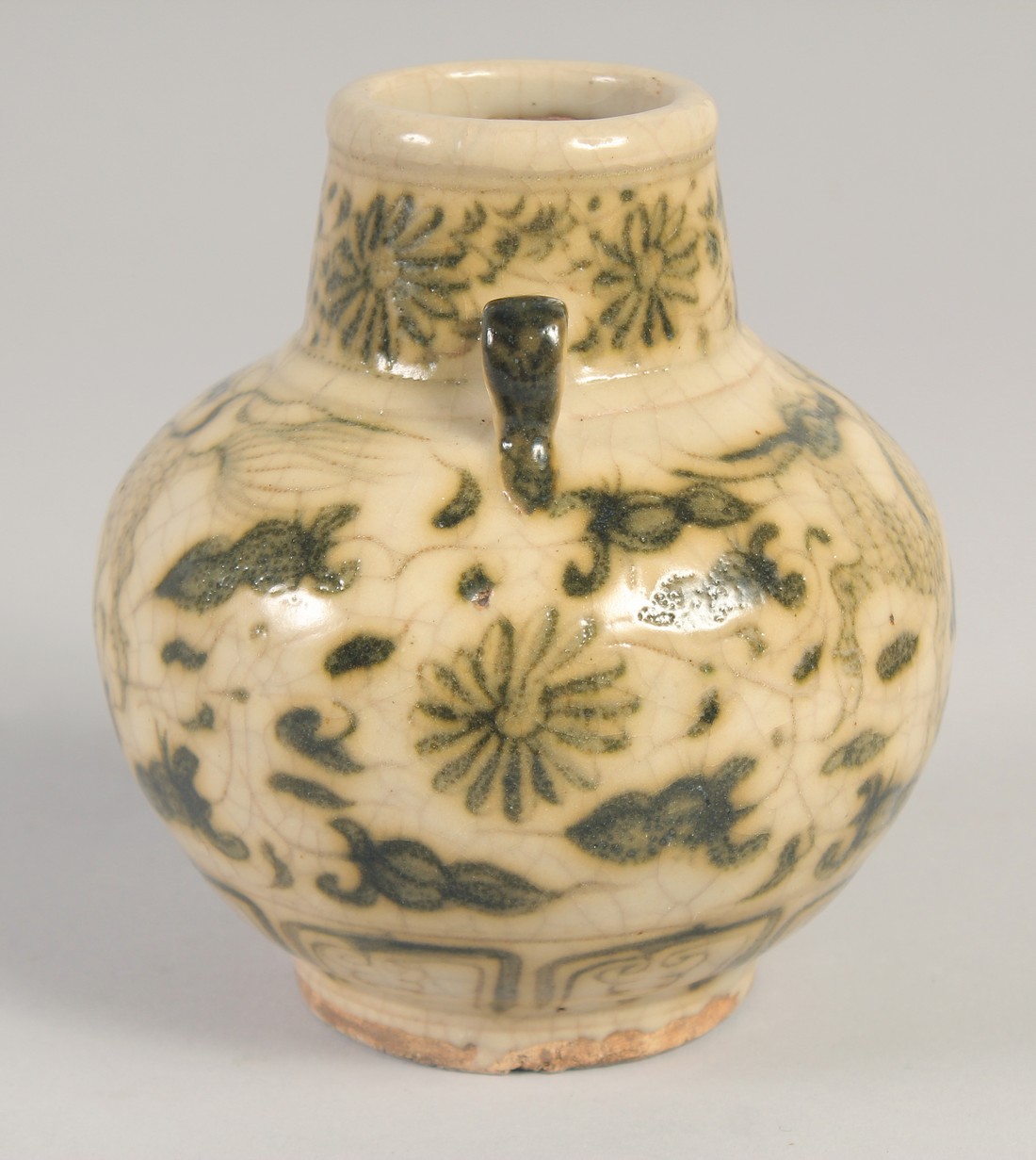A THAI GLAZED POTTERY VASE, painted with beasts, 13.5cm high. - Image 4 of 6
