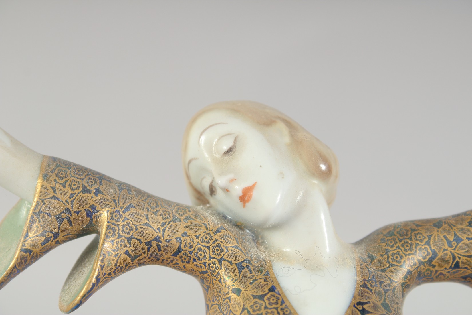 A ROSENTHAL ART DECO PORCELAIN DANCER arms outstretched. Bears original labels on base. 8.5ins - Image 3 of 7