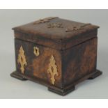 A CHILD & SON OF BRIGHTON CADDY AND COVER with brass mounts. 4.5ins.