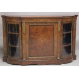 A GOOD VICTORIAN WALNUT AND MARQUETRY CREDENZA by EDWARD & ROBERTS with figured walnut top, ormolu