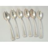 A MIXED SET OF SIX ONSLOW PATTERN GEORGE III SILVER TABLESPOONS by Thomas & William Charner.