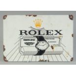 AN ENAMEL ROLEX SIGN. 8ins x 12ins.