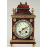 A GOOD SMALL 19TH CENTURY EBONY CASED BRACKET CLOCK with painted cream dial and diamante surround.