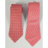 TWO HERMES SILK TIES