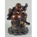 A GOOD LARGE CHINESE BRONZE BUDDHA. 17ins high.