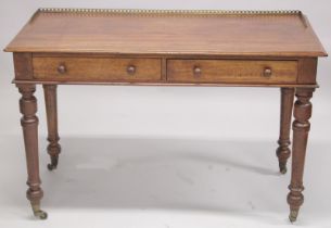 A 19TH CENTURY MAHOGANY SIDE TABLE by GILLOWS, LANCASTER. The plain top with brass grill, two frieze