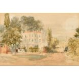 Attributed to David Cox, View of a country house, watercolour, 4.5" x 7", (12x18cm) (unframed).