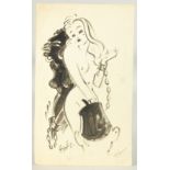 Edward Sylvester Hynes (1897-1982) Irish, A nude woman in chains, pen and ink, signed, 13.5" x