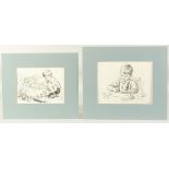 Hubert Williams (20th Century), Two child studies of a young boy making a paper chain 7" x 9", (17.