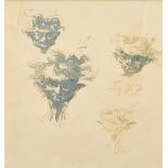 Walter Thomas Monnington (1903-1976), four head studies on a single sheet, ink, 6.25" x 5.5", (16