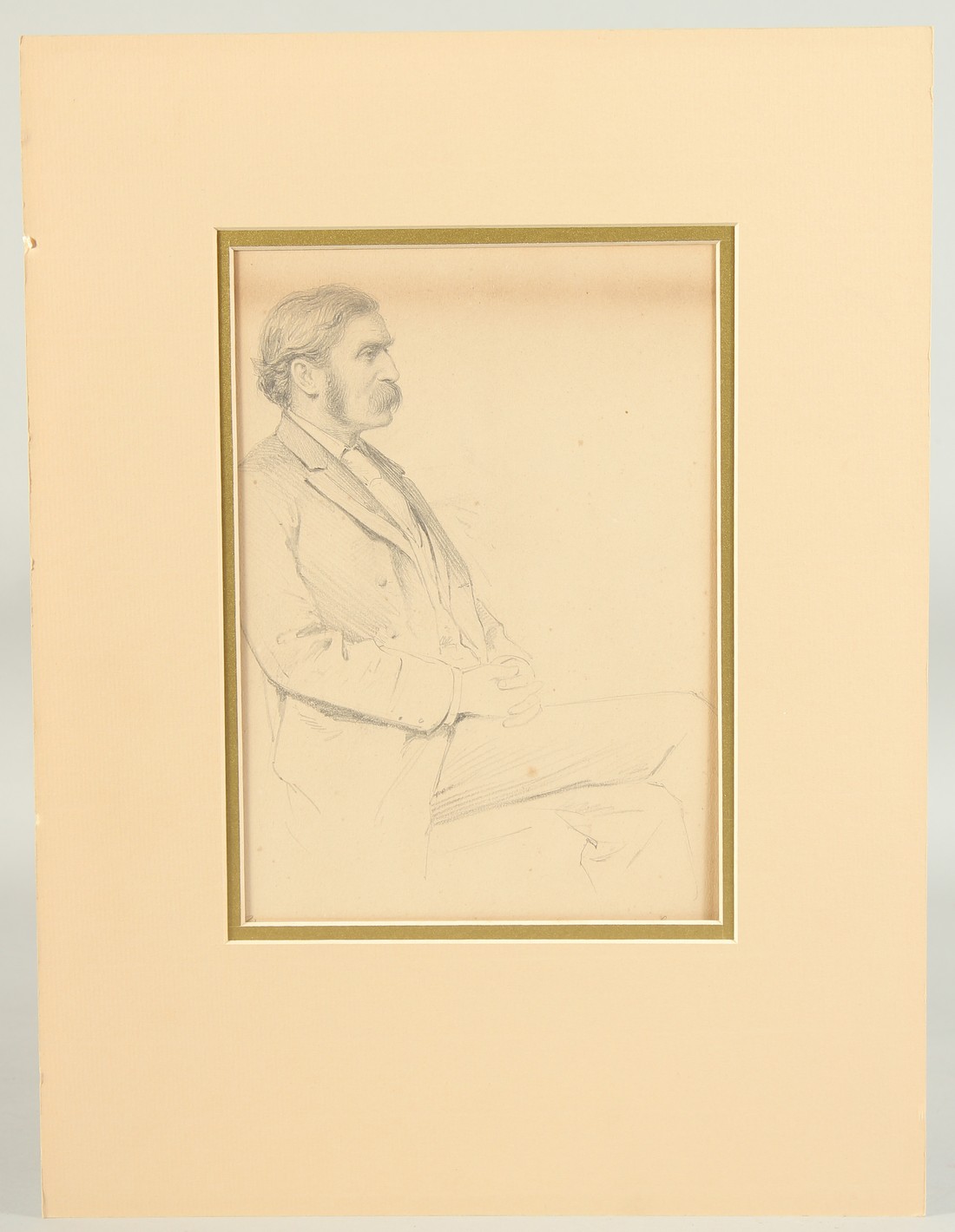 Frederick Sargent, Portrait of a seated gentleman, pencil, signed and inscribed under mount, 9" x