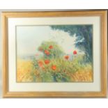 Graham Painter (b. 1947) British, wild poppies in a field, watercolour, signed, 18.5" x 25.5" (47