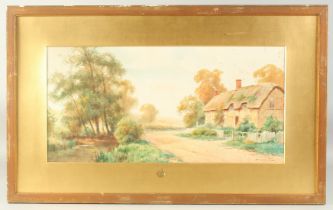Bunford Joyce (19th Century) A pair of rural landscapes with thatched cottages on a lane,