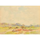 Adam Ernest Proctor (20th Century), Figures resting on a heathland, watercolour, signed and dated