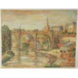 Early 20th Century, 'Knaresborough, on the Nidd', oil on board, signed with initials, 7" x 9" (17