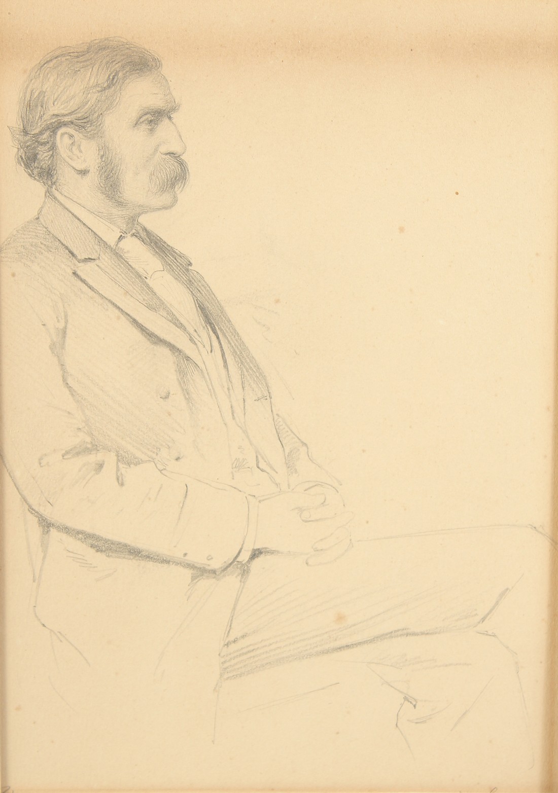 Frederick Sargent, Portrait of a seated gentleman, pencil, signed and inscribed under mount, 9" x - Image 2 of 3