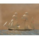 English School, circa 1900, a three masted steam clipper, watercolour, 9" x 12.25", (23 x 31cm).