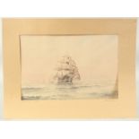 Mariner, late 20th Century, a historical scene of HMS Victory at full sail, signed, 10" x 14", and