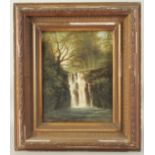 W.W. Gill, A forest waterfall, oil on canvas board, signed, 12" x 10", (30x25cm).