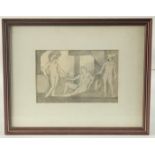 Richard Box (b. 1943), a pencil study of classical figures, signed and dated 1975, 5.25" x 8" (13