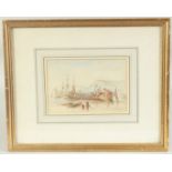 H.F. Oakes, 'King Charles arrival at Dover', watercolour, signed, inscribed and dated 1844 in