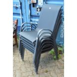 A set of six aluminium and nylon webbing garden chairs.