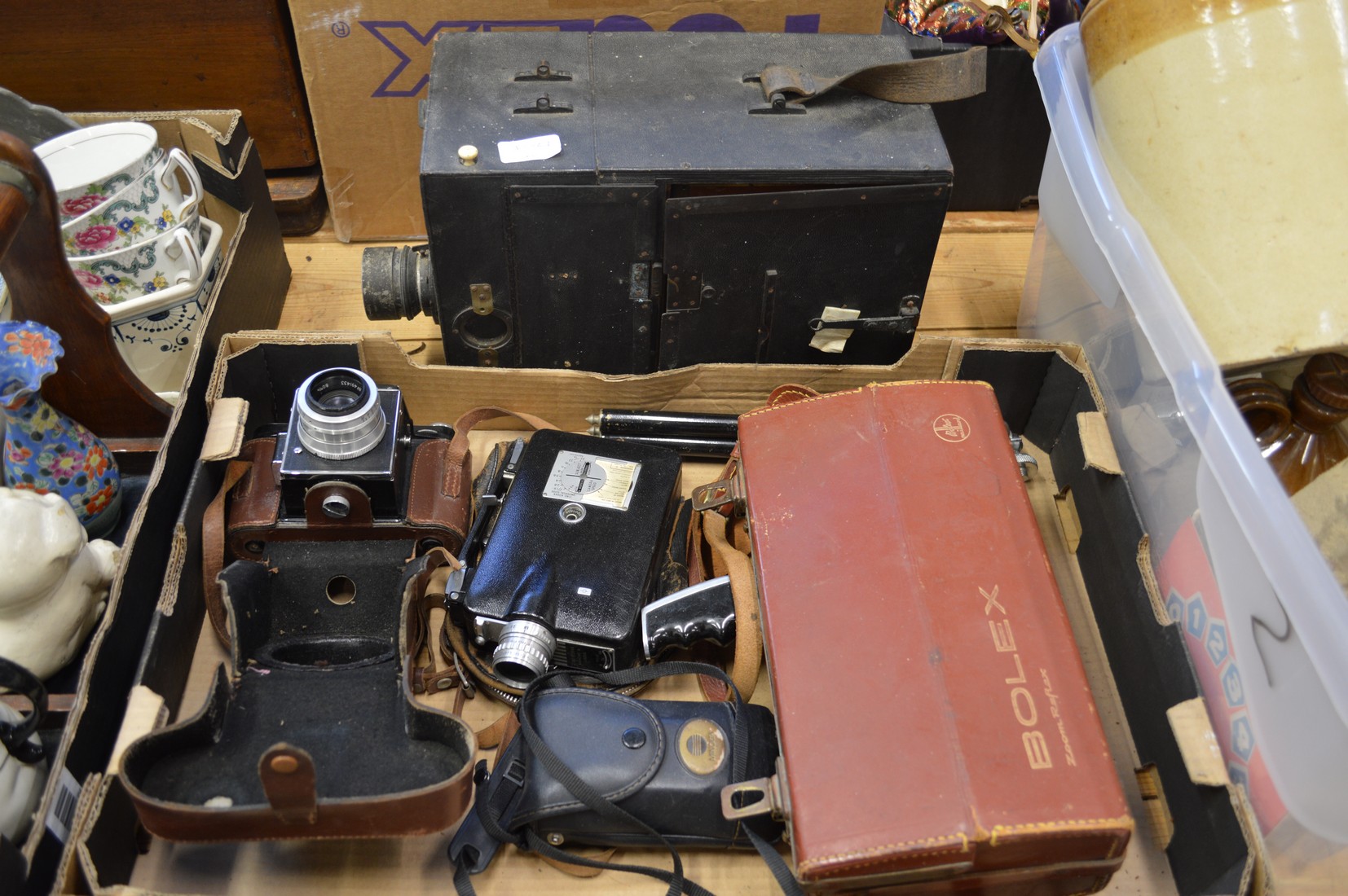 Early camera and camera equipment.