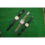 Three gentleman's wrist watches.