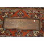 A good Indian brass inlaid rectangular hardwood tray.