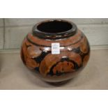 A studio pottery globular shaped vase.