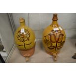 Alan Frewin, Nonsuch Pottery, Wonersh, two decorative part glazed studio pottery wine flagons with