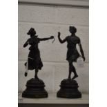 A pair of French spelter figures.