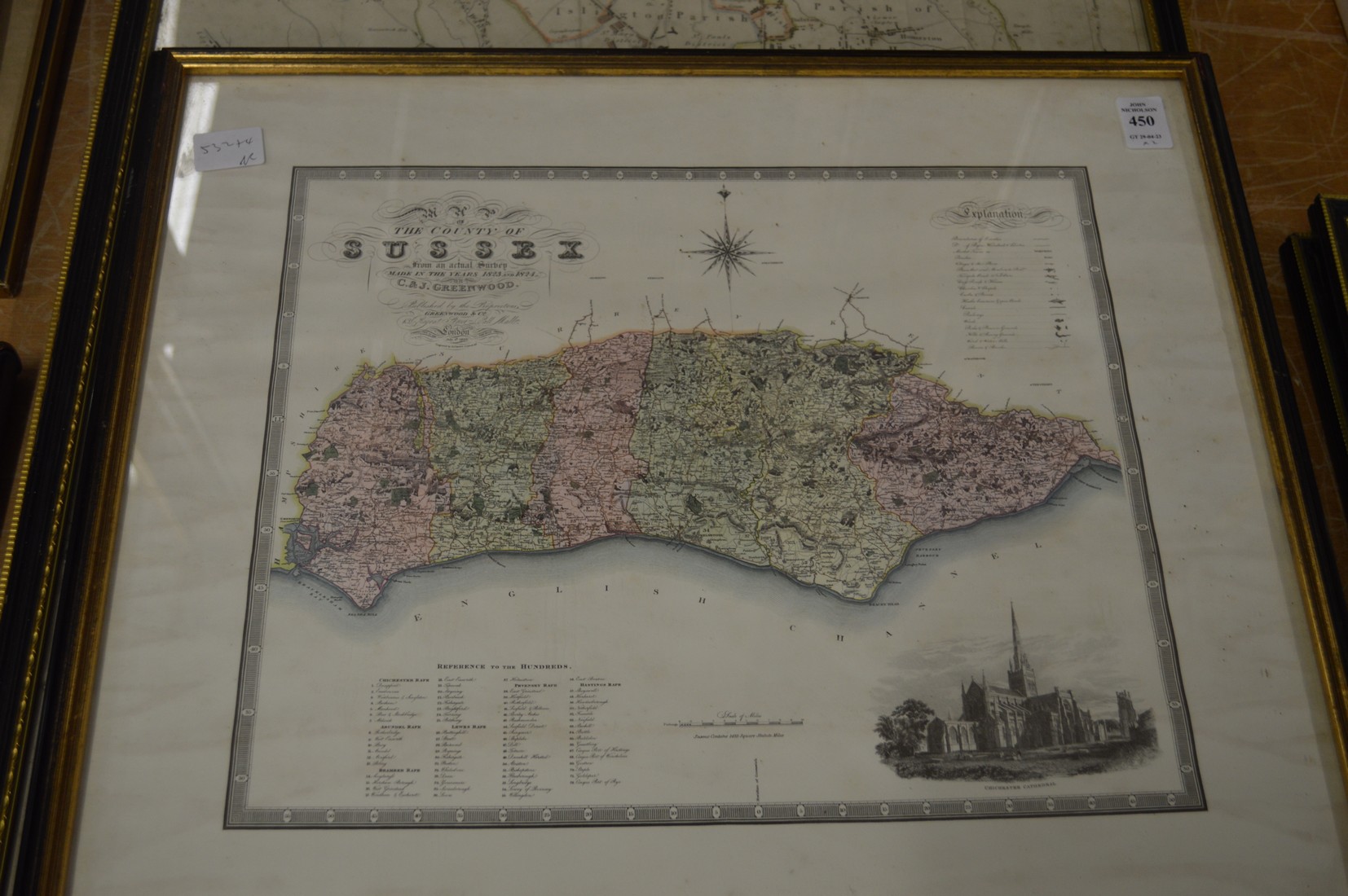 A Greenwood map of Sussex and another of the Metropolitan Boroughs.