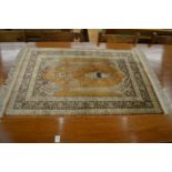 A small Persian silk prayer rug 92cm x 61cm.