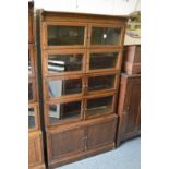 A Minty five section oak bookcase.