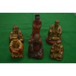 Collection of carved and gilded Chinese wood figures.