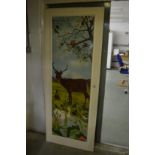 A door decoratively painted with a woodland scene with animals.