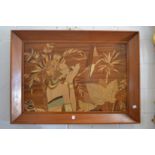 A good large rectangular marquetry wood picture.